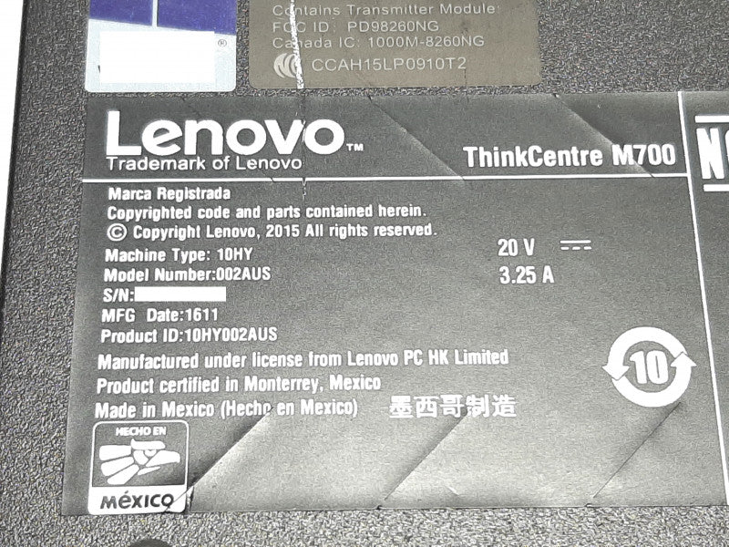 Lenovo ThinkCentre M700 i5-6500T @ 2.50GHz 8GB RAM NO HDD