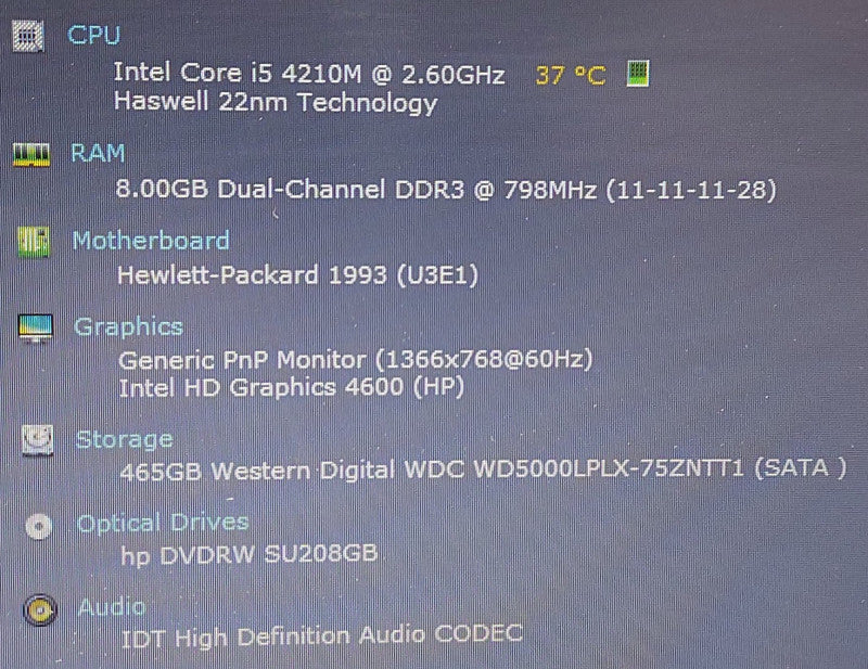 HP ProBook 650 G1 i5-4210M 2.6GHz 8GB RAM 500GB HDD 15.6\\"