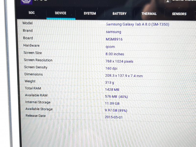 Samsung Galaxy Tab A 8\\'\\' Tablet SM-T350 Snapdragon 400 1.5GB RAM 16G Flash