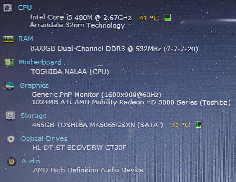 Toshiba Satelite Pro L670 i5-M480 2.67GHz 8GB RAM 500GB HDD 17\\"