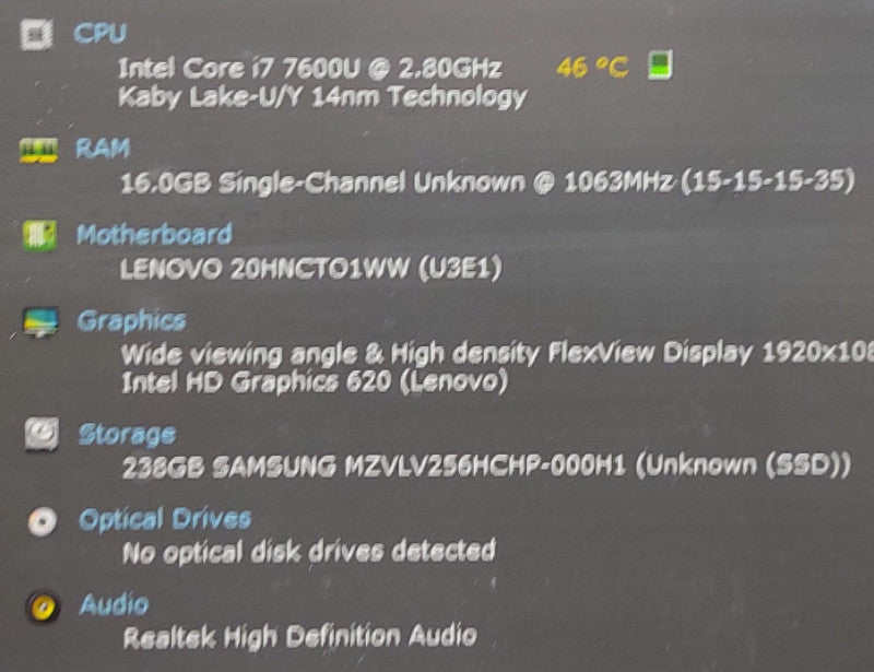 Lenovo ThinkPad X270 i7-7600U 2.8GHz 16GB RAM 256GB SSD 12.5\\"