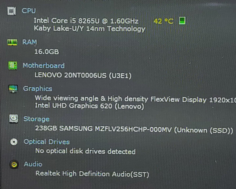 Lenovo ThinkPad L390 Yoga i5-8265U 1.6GHz 16GB RAM 256GB SSD 13.3\\"