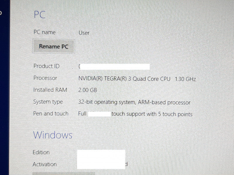 Microsoft Surface RT 1516 TEGRA 3 @ 1.3GHz 2GB RAM 32GB Flash w/Keyboard
