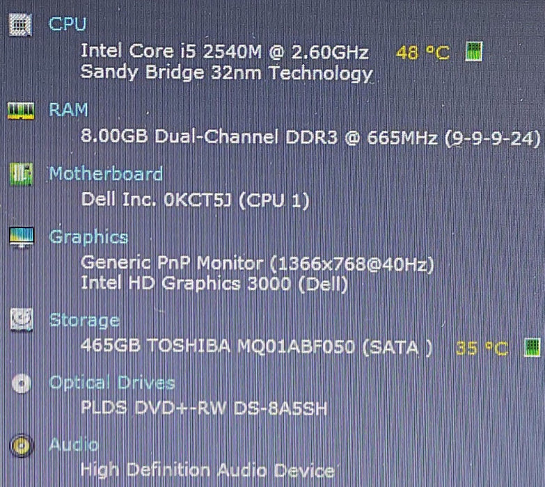 Dell Latitude E5520 i5-2540M 2.6GHz 8GB RAM 500GB HDD 15.6\\"