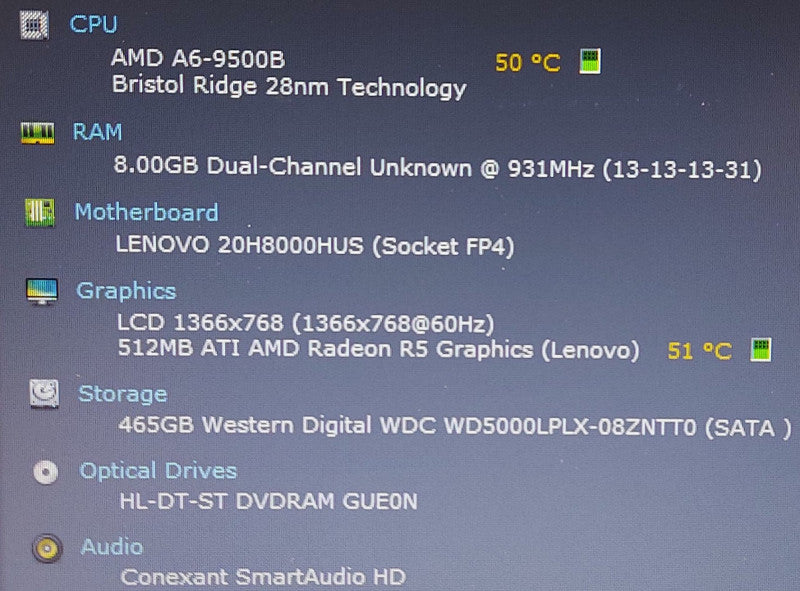 Lenovo ThinkPad E575 AMD A6-9500B 2.3GHz 8GB RAM 500GB HDD 15.6\\"