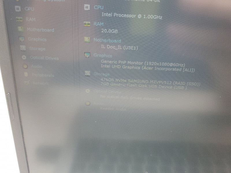 Acer Aspire A515-55, Intel i5 1035G1, 20GB ram, 512GB SSD