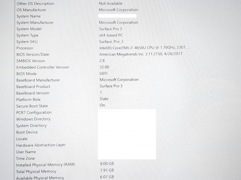 Surface Pro 3 1631 i7-4650U @ 2.3GHz 8GB RAM 256GB Flash w/ 1725 Keyboard