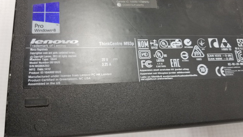 Lenovo M93P Core i5-4570T @ 2.90ghz / 8gb ram / no HDDs