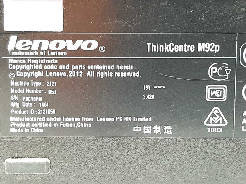 Lenovo ThinkCentre M92q i5-3470T @ 2.9GHz 4GB RAM -NO HDD/Caddie