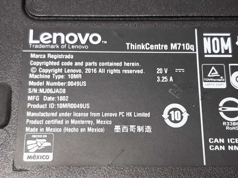 Lenovo ThinkCentre M710q i3-6100T @ 3.2GHz 4GB RAM -NO HDD/Caddie