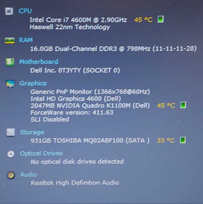 Dell Precision M4800 i7-4600M 2.9Ghz 16GB RAM 1TB HDD 15.6\\" (AS-IS)