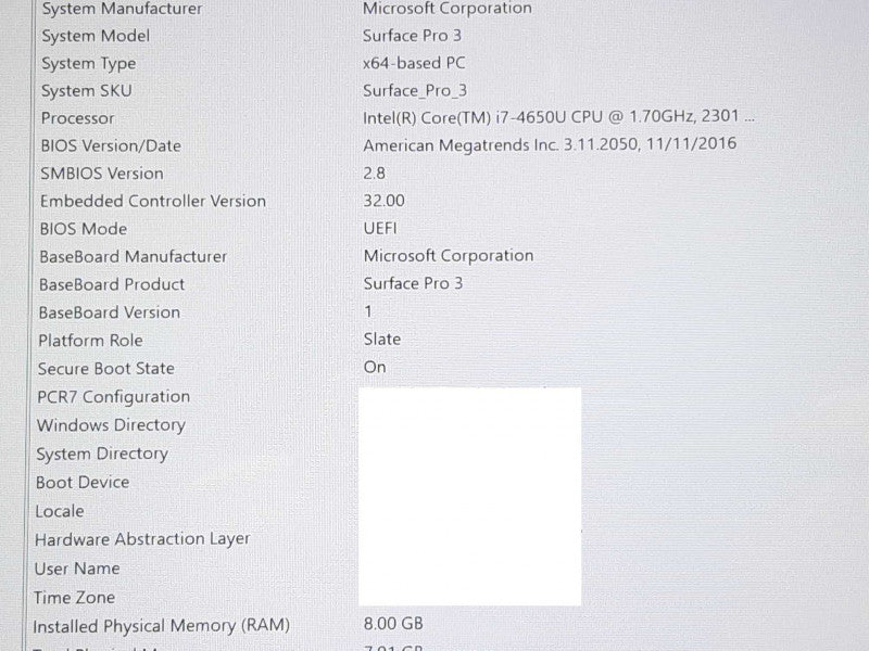 Surface Pro 3 1631 i5-4300U @ 2.5GHz 4GB RAM 128GB Flash - Swollen Battery