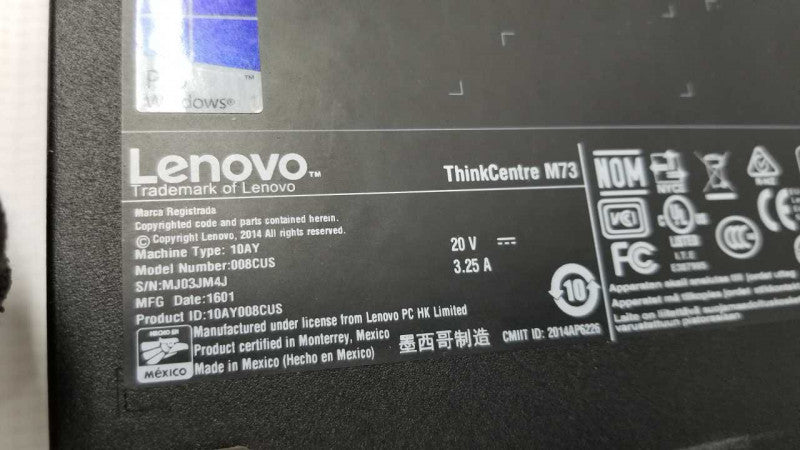 Lenovo Thinkcenter M73 I5-4590T @ 2.00ghz / 4gb ram / see notes