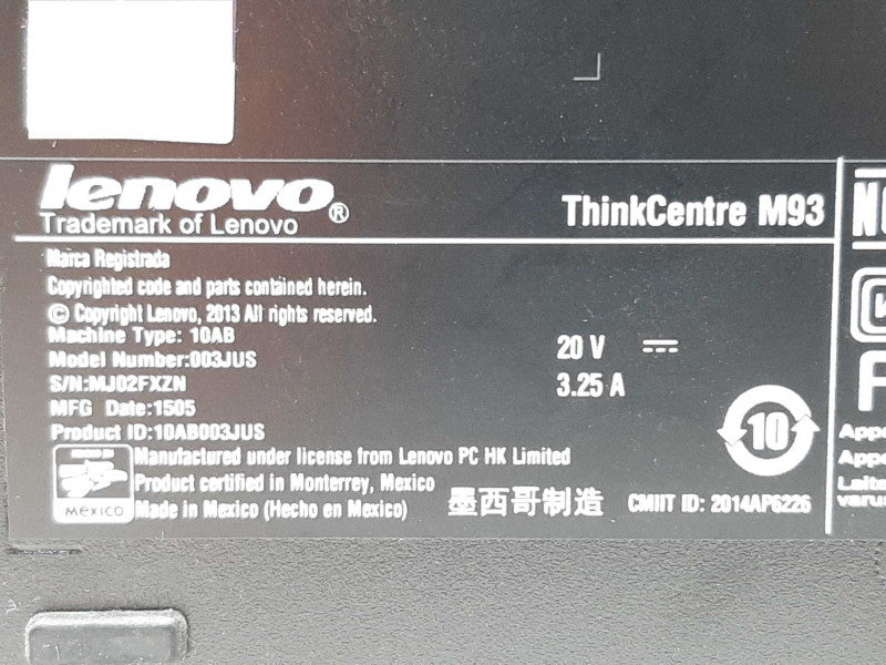 Lenovo ThinkCentre M93 i7-4765T @ 2.6GHz 8GB RAM - NO HDD