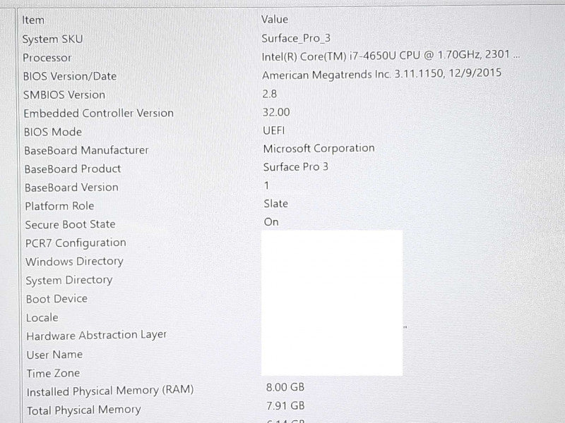 Surface Pro 3 1631 i7-4650U @ 2.3GHz 8GB RAM 256GB Flash - Cracked Screen