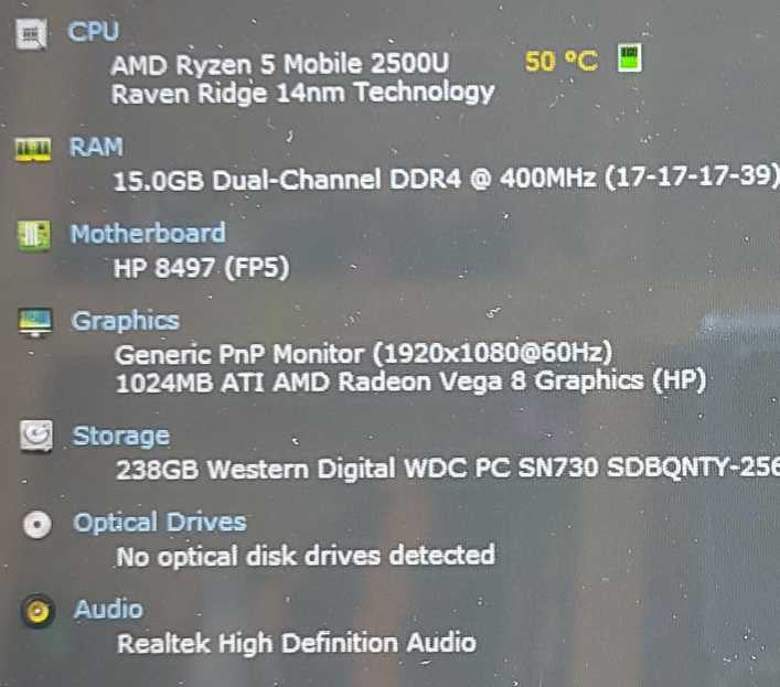 Hp Envy x360 15- cp0008ca AMD Ryzen 5 2500U 2GHz 16GB RAM 256GB SSD 15.6\\"