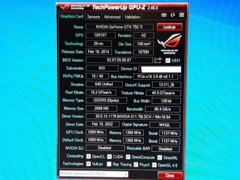 NVIDIA GeForce GTX 750 Ti 2GB DDR5 HDMI/VGA/DVI GPU N750Ti-2GD5/OC +