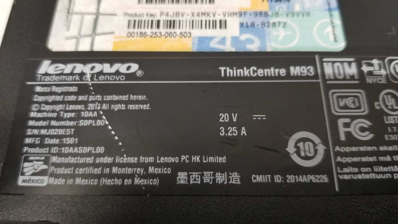 Lenovo Thinkcenter M93 i5-4570T @ 2.90ghz / 8gb ram / no HDDs