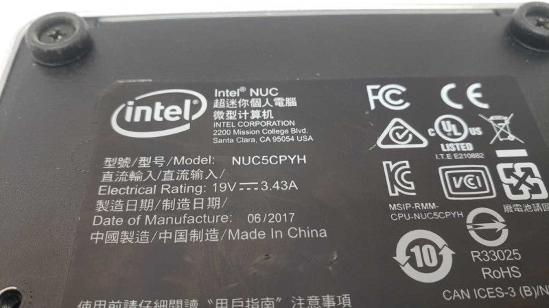 Intel NUC5CPYH mini PC, Celeron N3050 1.6GHz, 8GB RAM, 128GB SSD