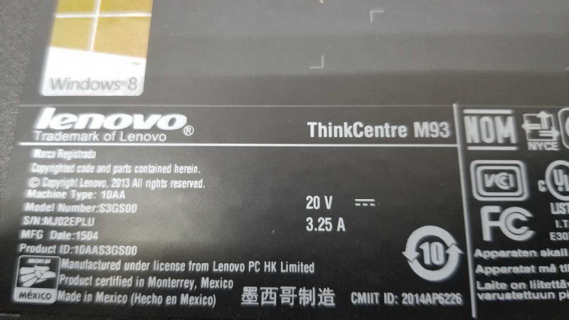 Lenovo thinkcenter M93 / BIOS PASSWORD LOCK / 8gb ram