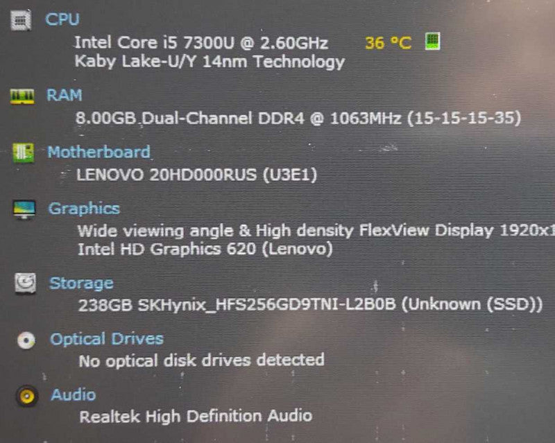 Lenovo ThinkPad T470 i5-7300U 2.6GHz 8Gb RAM 256GB SSD 14\\"