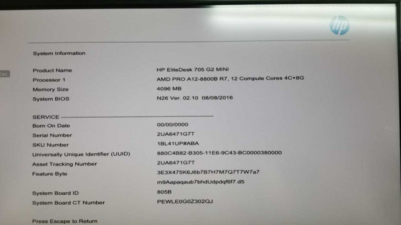 HP EliteDesk 705 G2 AMD Pro A12 / 4gb ram / see notes