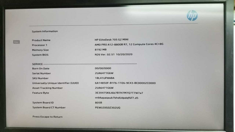 HP EliteDesk 705 G2 Mini AMD Pro A12 / 8gb ram
