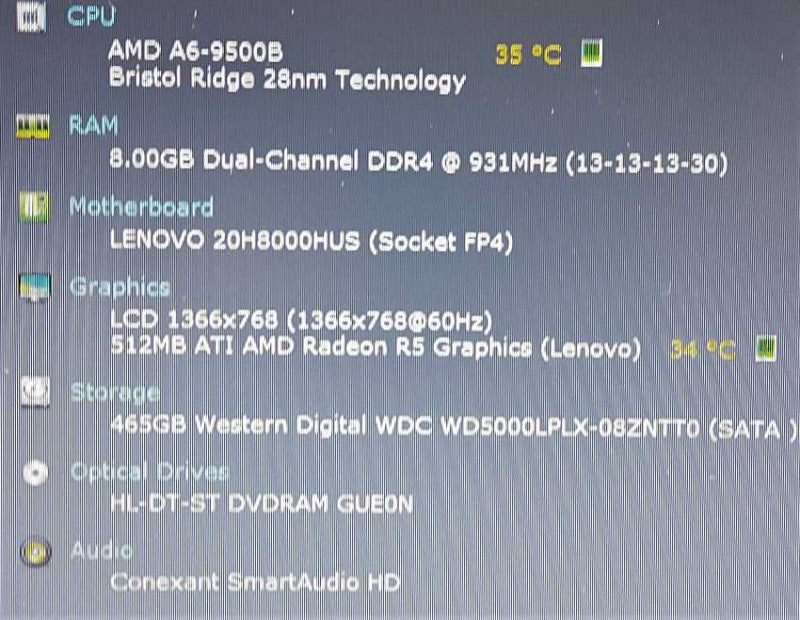 Lenovo ThinkPad E575 AMD A6-9500B 2.3GHz 8GB RAM 500GB HDD 15.6\\"