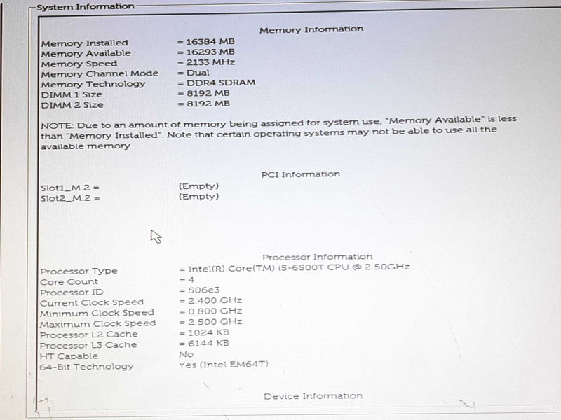 DELL Optiplex 7040 i5-6500T @ 2.5GHz 16GB RAM - NO HDD