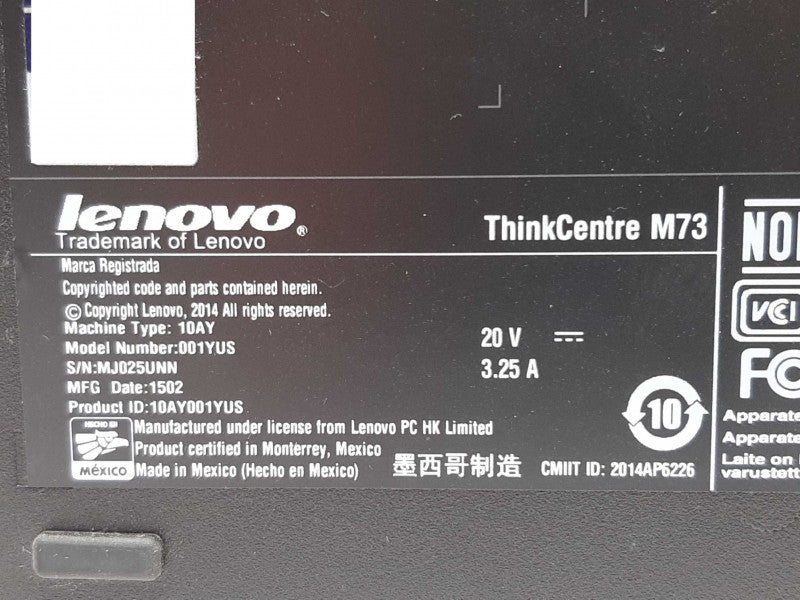 Lenovo ThinkCentre M73 i5-4570T @ 3.3GHz 4GB RAM - NO HDD