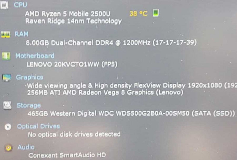 Lenovo ThinkPad E585 AMD Ryzen 5 2500U 2.3GHz 8GB RAM 500GB SSD 15.6\\"