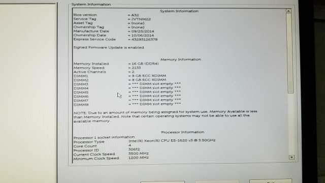 Dell Precision 5810 Xeon E5-1620 v3 @ 3.50Ghz 16GB ram,  No HDD,  No GPU