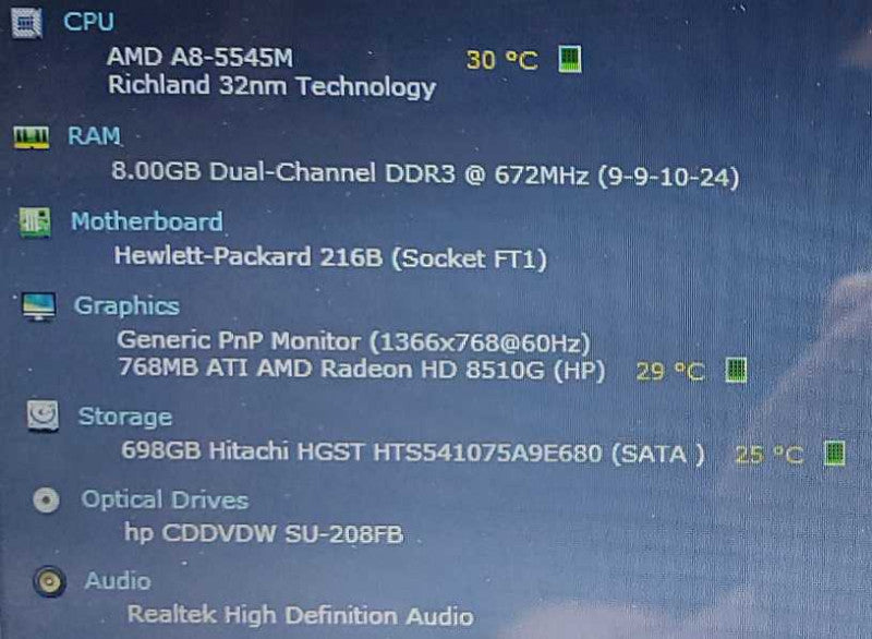 HP Pavilion 15-n048ca AMD A8-5545M 1.7GHz 8GB RAM 500GB HDD