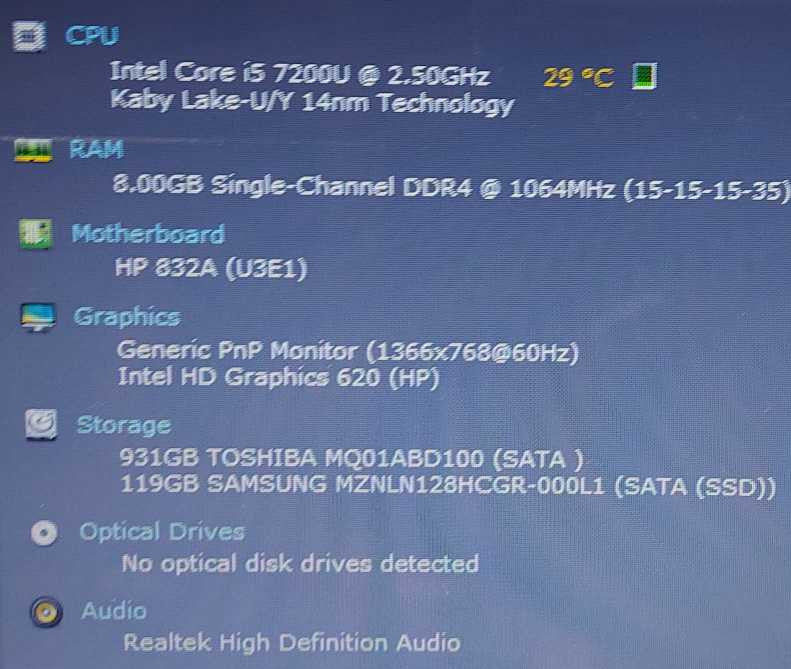 HP Laptop 15-bs058ca i5-7200U 2.5Ghz 8GB 128GB SSD 1TB HDD 15.6\\"
