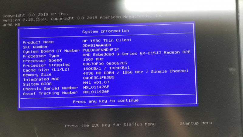 HP t530 AMD G-Series GX-215JJ / radeon R2E / 4gb ram / see notes