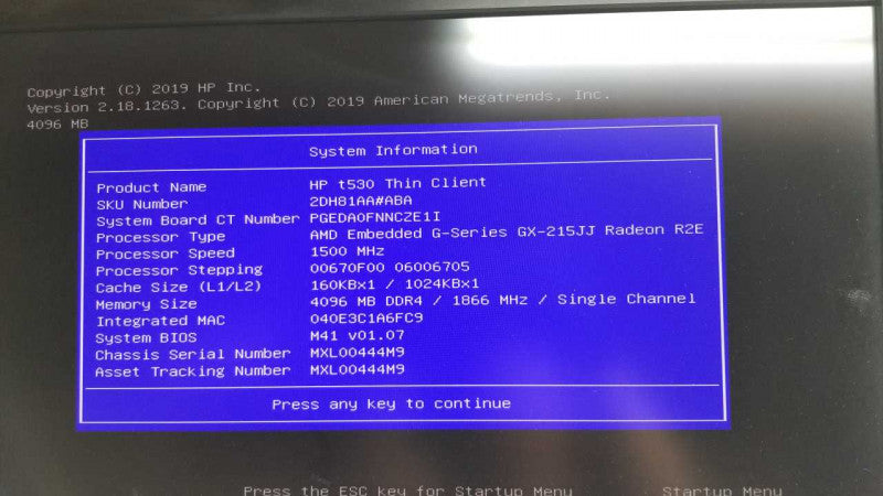 HP t530 AMD G-Series GX-215JJ / radeon R2E / 4gb ram