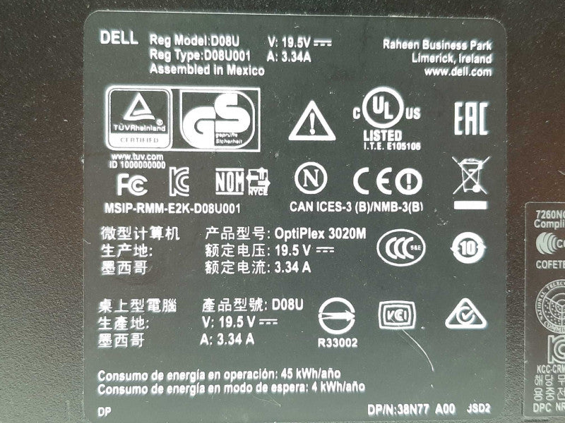 Dell Optiplex 3020 i5-4590T @ 2GHz 8GB RAM - NO HDD