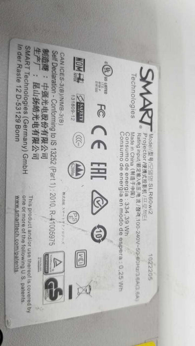 Smart Technologies SLR60wi2 projector / unknown lamp hours / hdmi