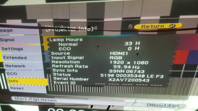 epson LCD Projector H745A / 33 lamp hours / HDMI