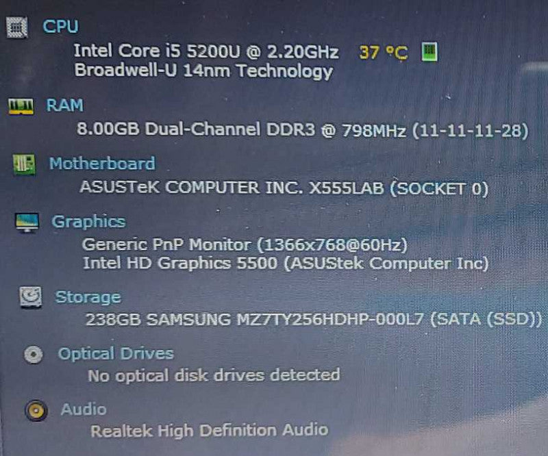 Asus X555LAB i5-5200U 2.2GHz 8GB RAM 256GB SSD 15.6\\"
