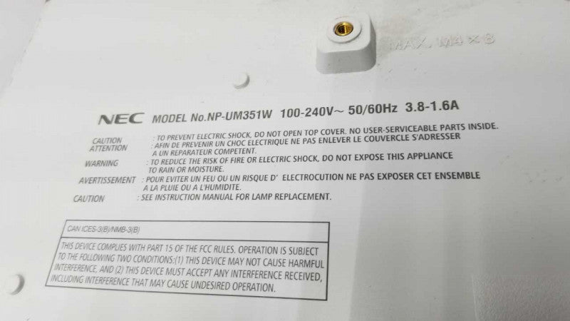 NEC NP-UM351W 3500-lumen Widescreen Ultra Short Throw Projector / 1330 LH