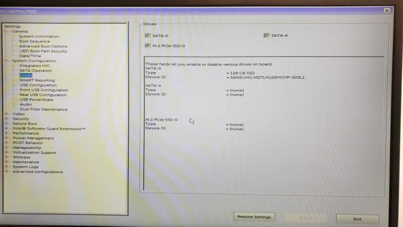 Dell Optiplex 7060 Mini PC, Core I5-8600T 2.3GHz, 8GB DDR4, 128GB SSD, No Power adapter