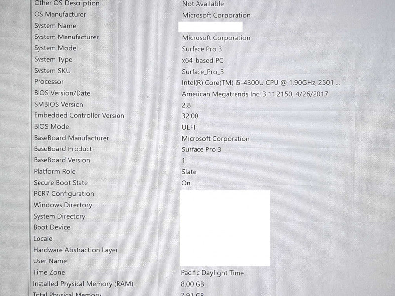 Surface Pro 3 i5-4300U @ 2.5GHz 8GB RAM 256GB SSD - Touch Not Working