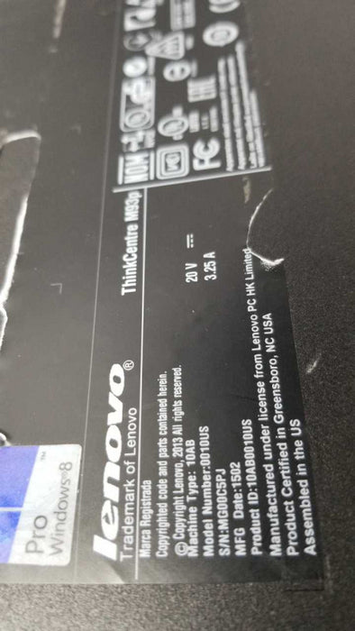 Lenovo Thinkcenter M93p I5-4570T @ 2.90ghz / 4gb ram / see notes