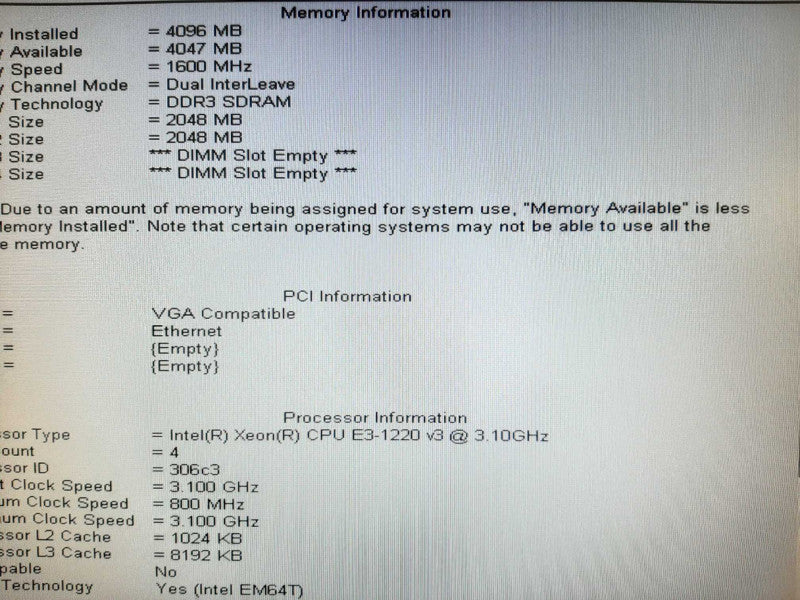 Dell Precision T1700, Xeon E3-1220v3 3.1Ghz QC/4GB Quadro k600, No HDDs