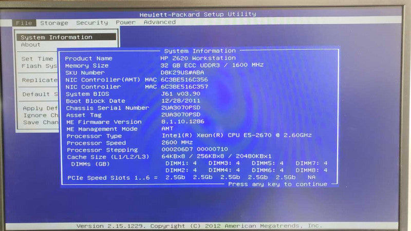 HP Z620 WS, Xeon E5-2670 2.6GHz, 32GB, 2x HDD Trays, Quadro 5000 GPU, No HDD