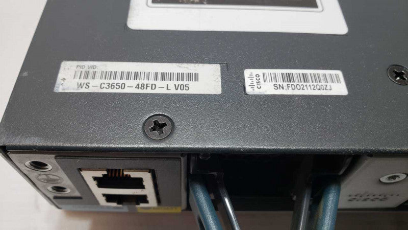 Cisco WS-C3650-48FD-L Catalyst 3650 48-Port Full PoE 2X10G Uplink, Factory Reset, 1x PSU
