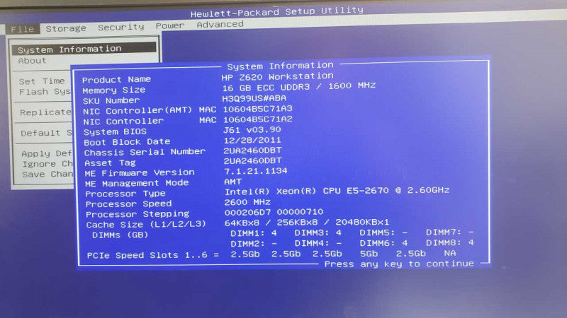 HP Z620 WS, Xeon E5-2670 2.6GHz, 16GB, SAS2008-IR, 1TB HDD, Quadro 5000 GPU