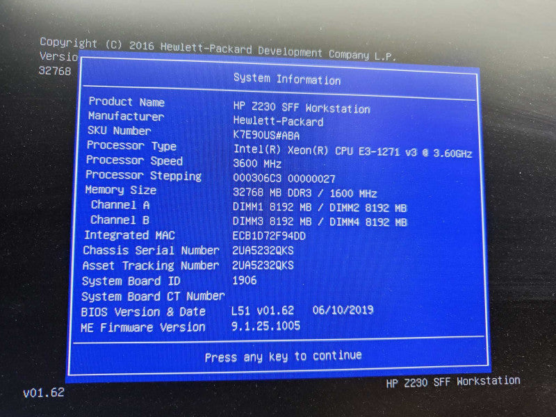 HP Z230 SFF WorkStation, Xeon E3-1271 v3 @3.6GHz, 32GB DDR3, 256GB SSD, Quadro K620 )