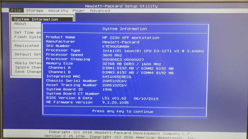 HP Z230 SFF WS, Xeon E3-1271v3 3.6GHz, 32GB DDR3, 256GB SSD, Quadro K600